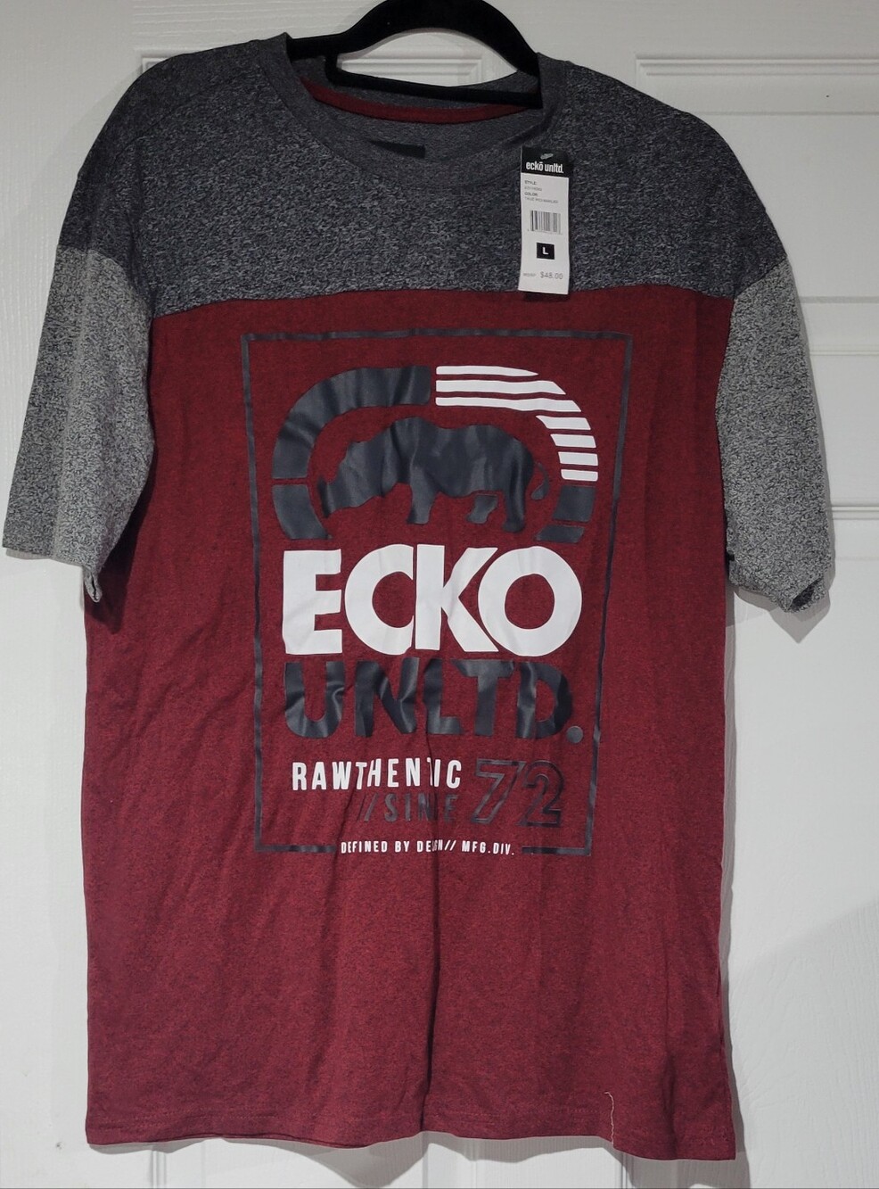 Ecko Unlimited Unltd Men’s Short Sleeve Graphic Shirt - Maroon/Gray #26